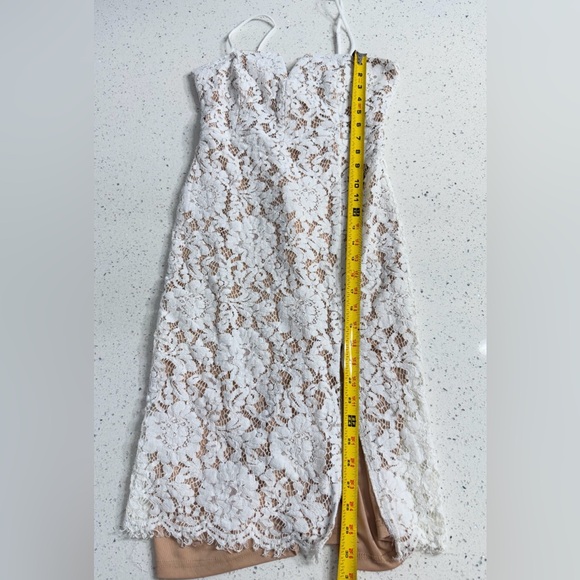 Lulus White Lace Midi Dress Small Spaghetti Strap Slit Fitted - Picture 13 of 14